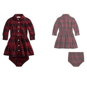 RALPH LAUREN Baby Girls Plaid Cotton‎ Twill Shirtdress & Bloomer SIZE 24Months